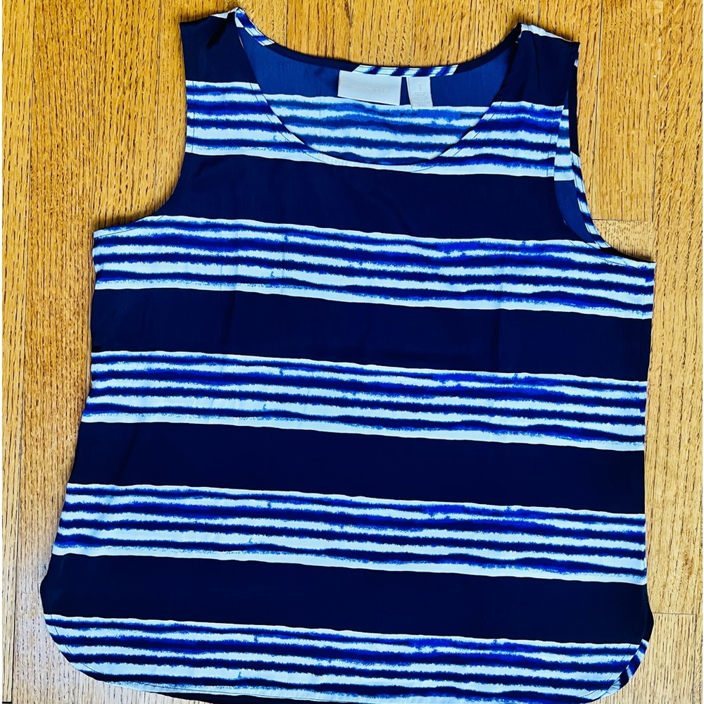 CHICOS NAVY BLUE - WHITE STRIPED TANK